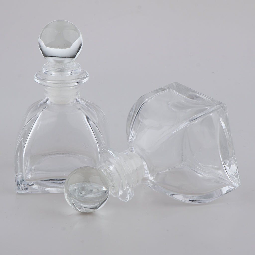 2Pcs Fragrance Glass Diffuser Bottles Jars for DIY Reed Essential Oil Scent 50ml