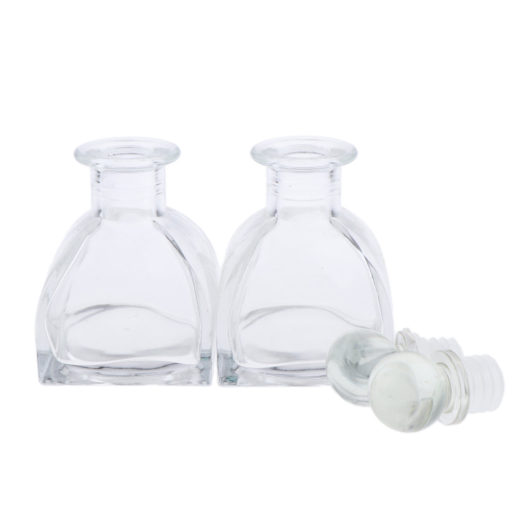 2Pcs Fragrance Glass Diffuser Bottles Jars for DIY Reed Essential Oil Scent 130ml