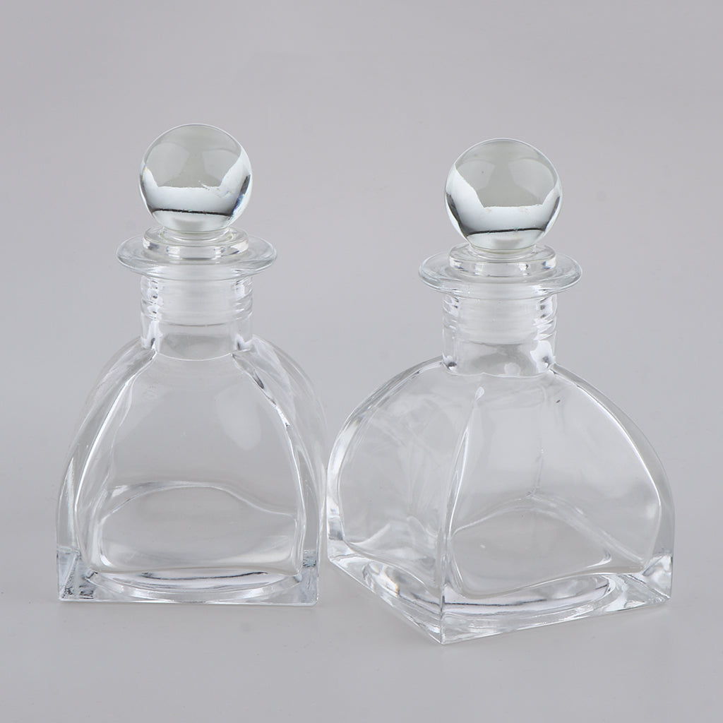 2Pcs Fragrance Glass Diffuser Bottles Jars for DIY Reed Essential Oil Scent 130ml