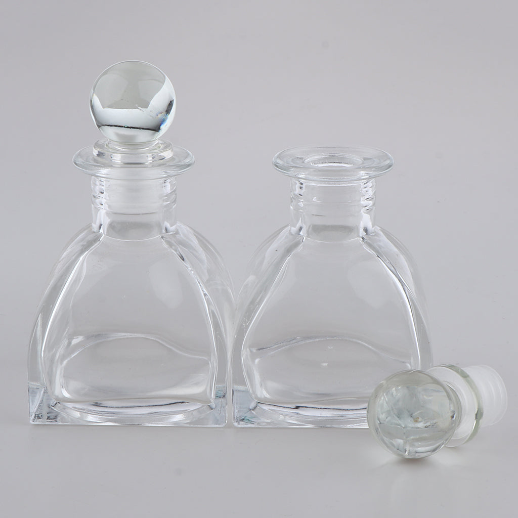 2Pcs Fragrance Glass Diffuser Bottles Jars for DIY Reed Essential Oil Scent 130ml