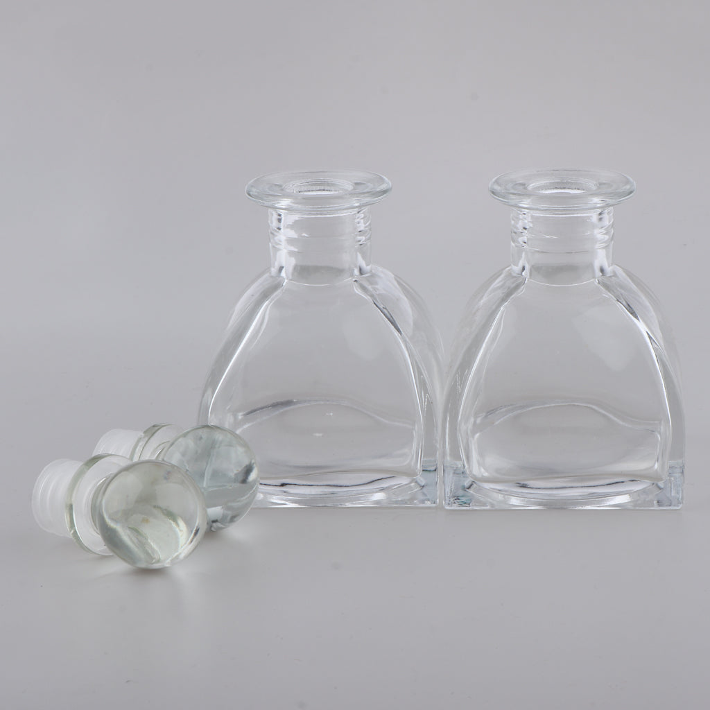 2Pcs Fragrance Glass Diffuser Bottles Jars for DIY Reed Essential Oil Scent 130ml