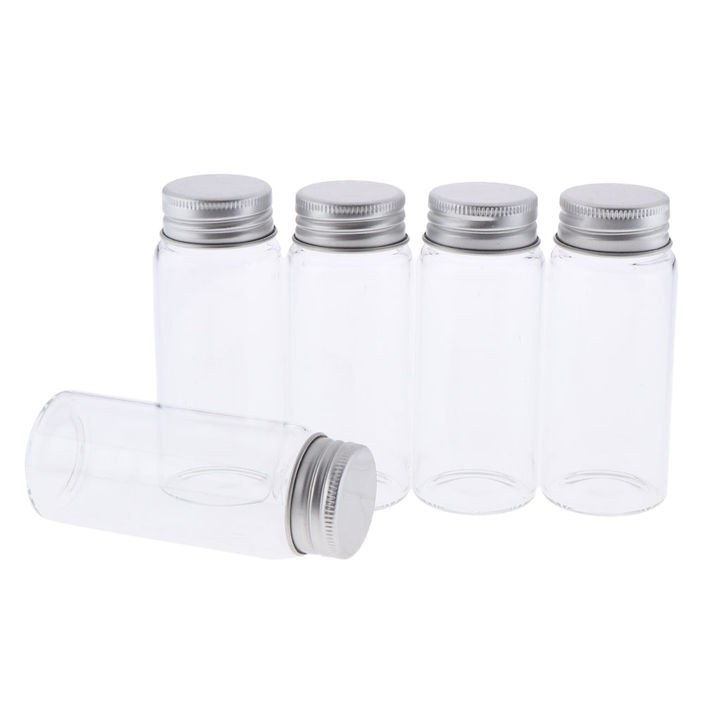 5Pcs Refillable Glass Makeup Bottles Cosmetic Pills Storage Containers 70ml