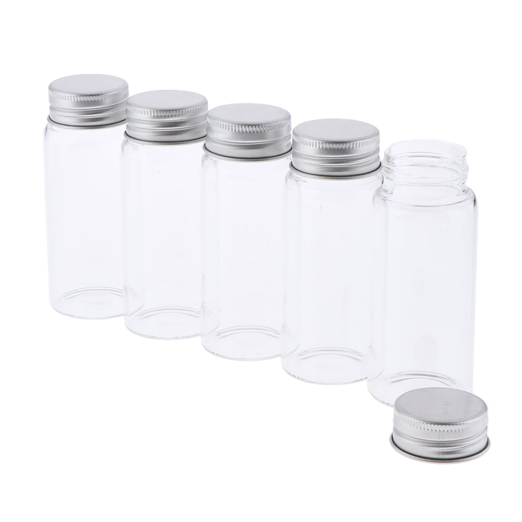 5Pcs Refillable Glass Makeup Bottles Cosmetic Pills Storage Containers 70ml