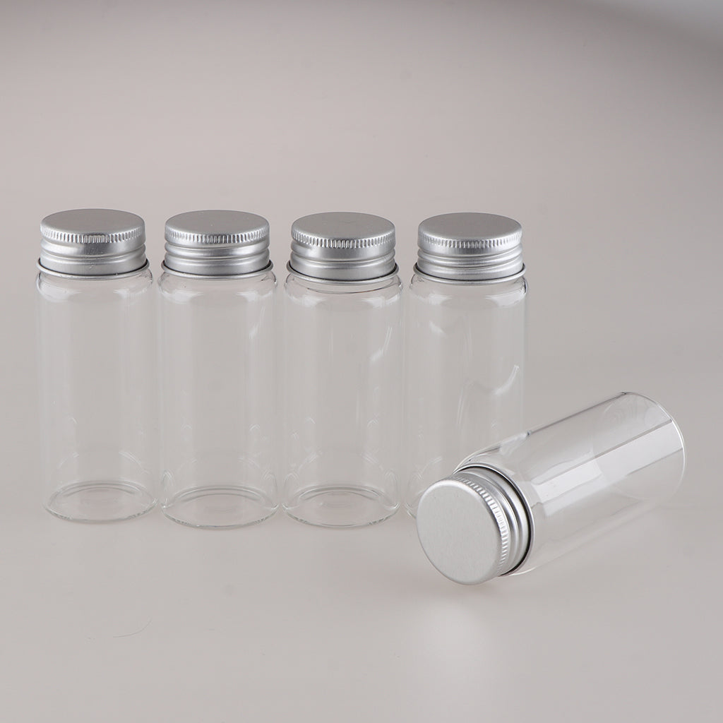 5Pcs Refillable Glass Makeup Bottles Cosmetic Pills Storage Containers 70ml