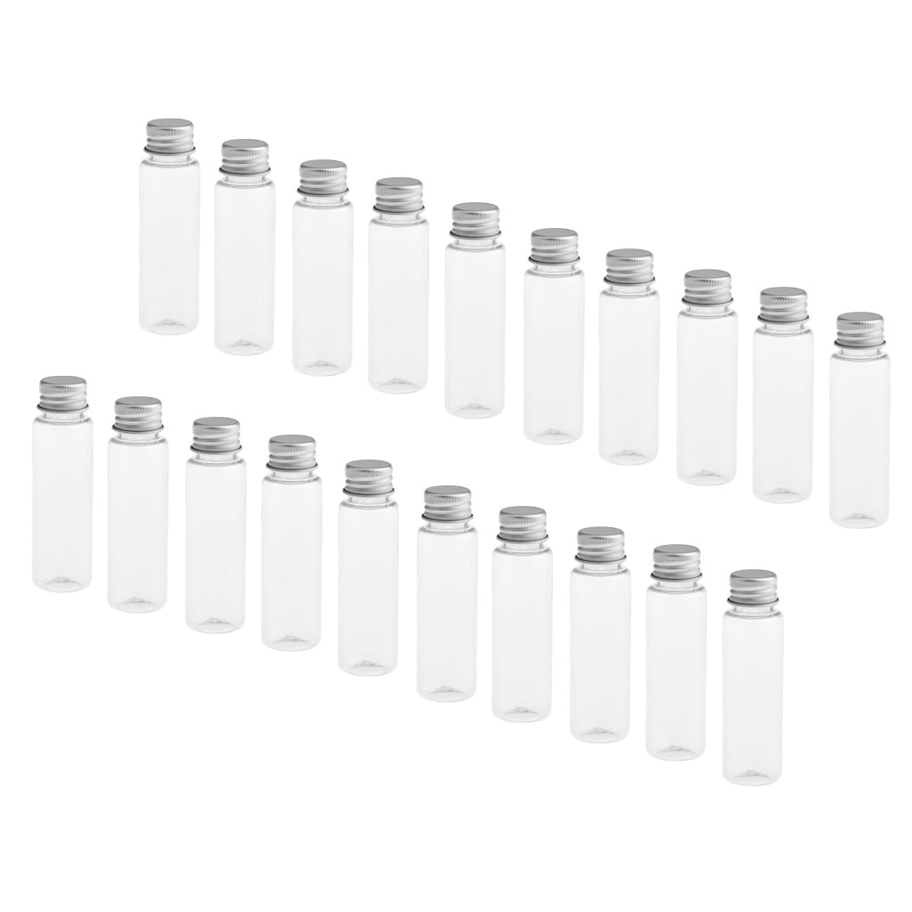 20Pcs 30ml Empty Plastic Bottles Tubes for Shampoo Lotions Clear Silver Cap