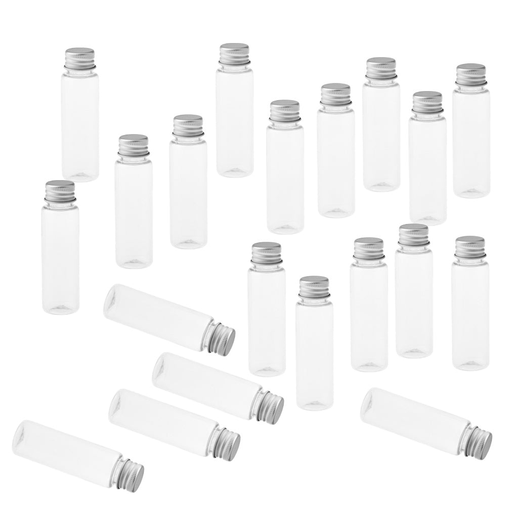 20Pcs 30ml Empty Plastic Bottles Tubes for Shampoo Lotions Clear Silver Cap