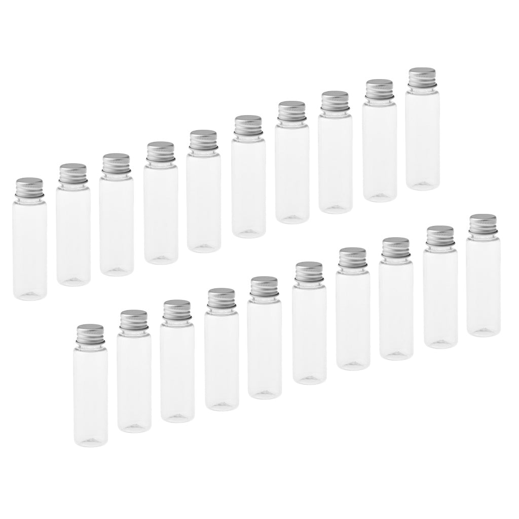 20Pcs 30ml Empty Plastic Bottles Tubes for Shampoo Lotions Clear Silver Cap