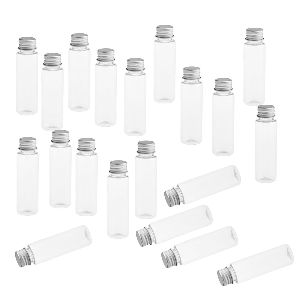 20Pcs 30ml Empty Plastic Bottles Tubes for Shampoo Lotions Clear Silver Cap