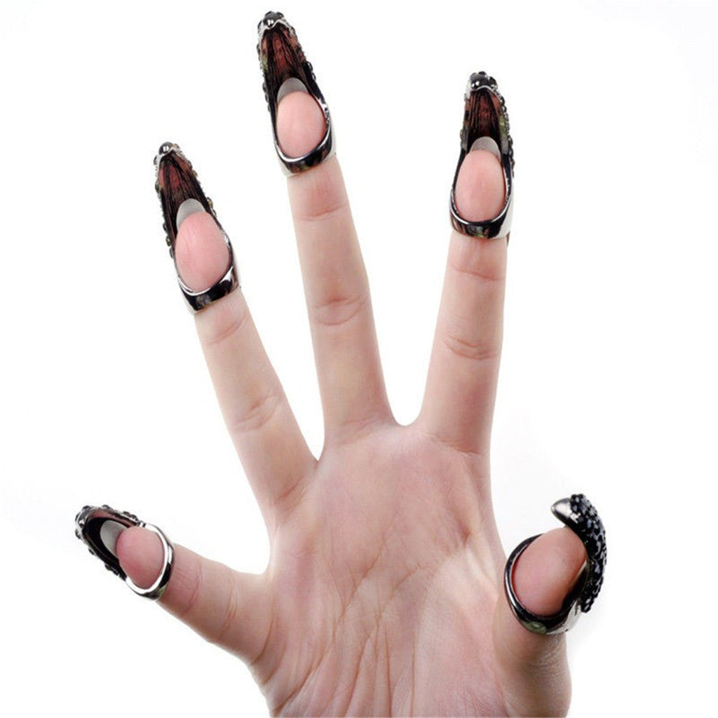 Fashion Eagle Claw Rings Crystal Jewelry Nail Art Decoration Party Black