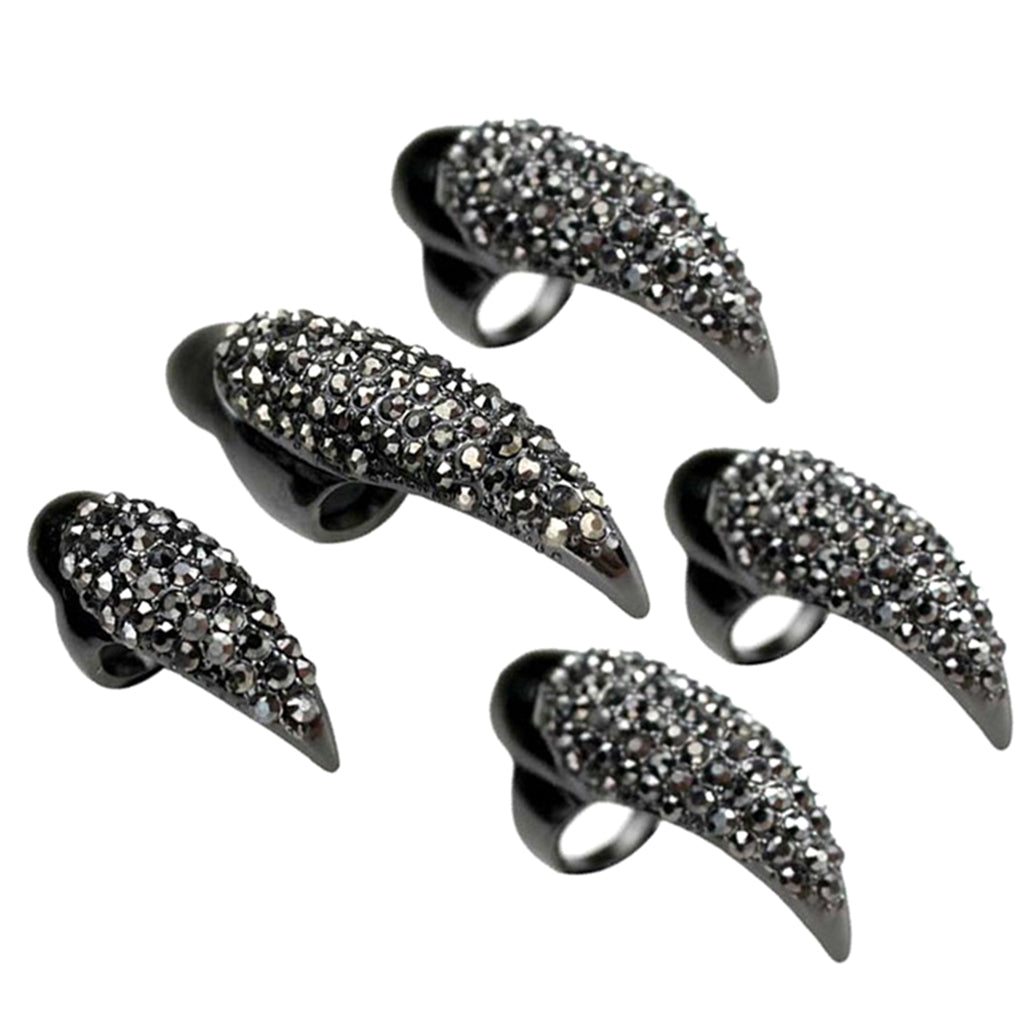 Fashion Eagle Claw Rings Crystal Jewelry Nail Art Decoration Party Black