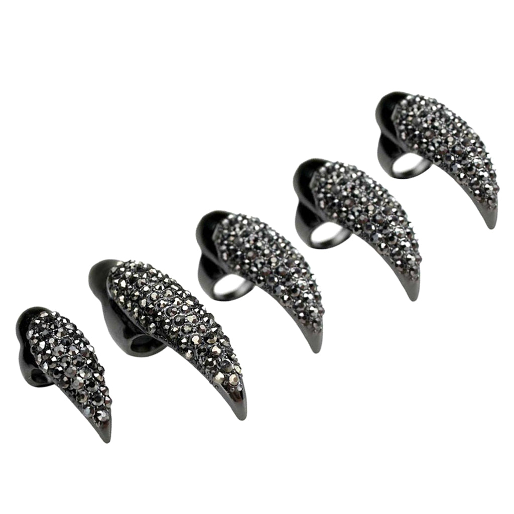 Fashion Eagle Claw Rings Crystal Jewelry Nail Art Decoration Party Black