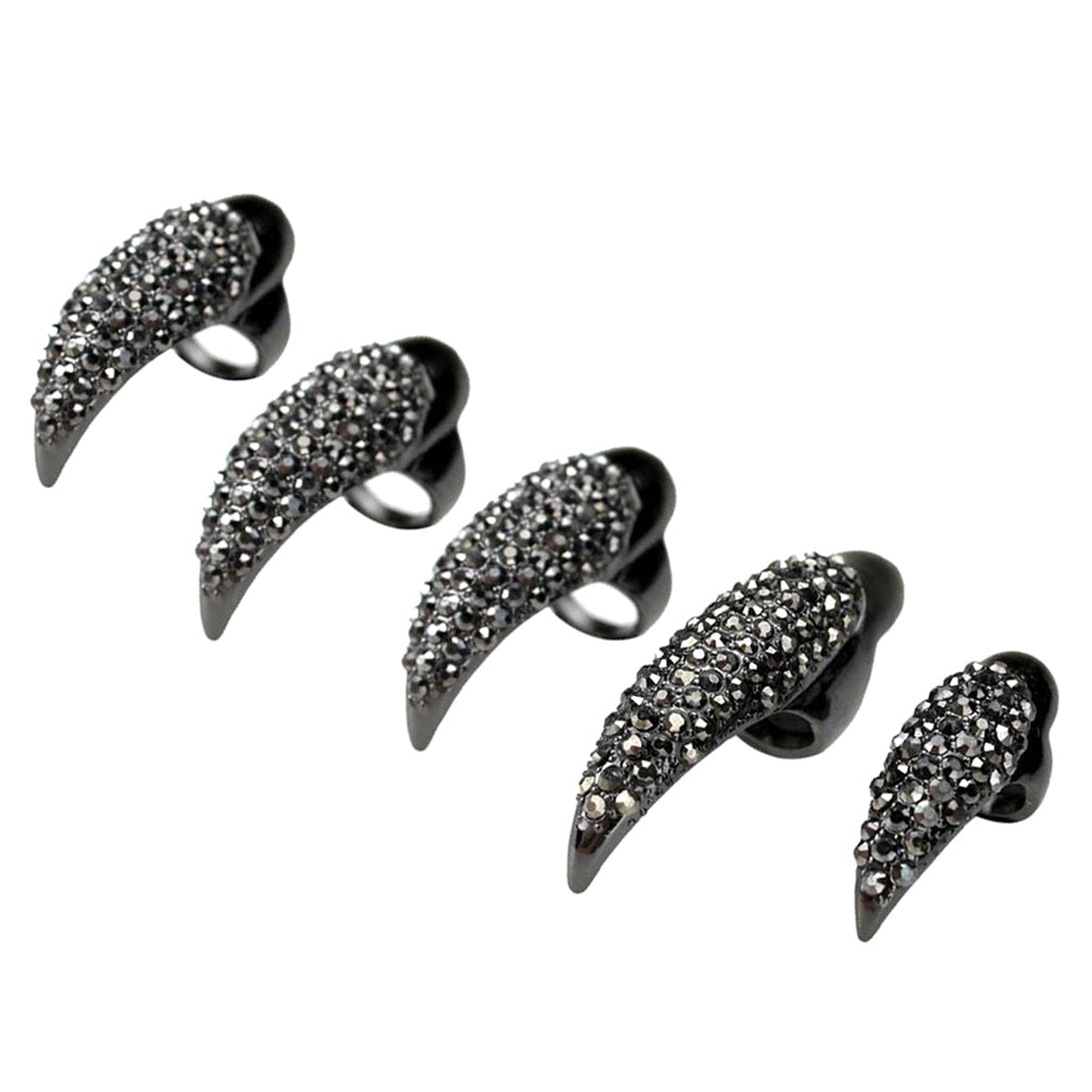 Fashion Eagle Claw Rings Crystal Jewelry Nail Art Decoration Party Black