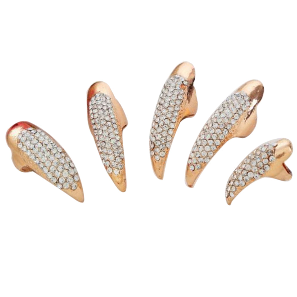 Fashion Eagle Claw Rings Crystal Jewelry Nail Art Decoration Party Golden