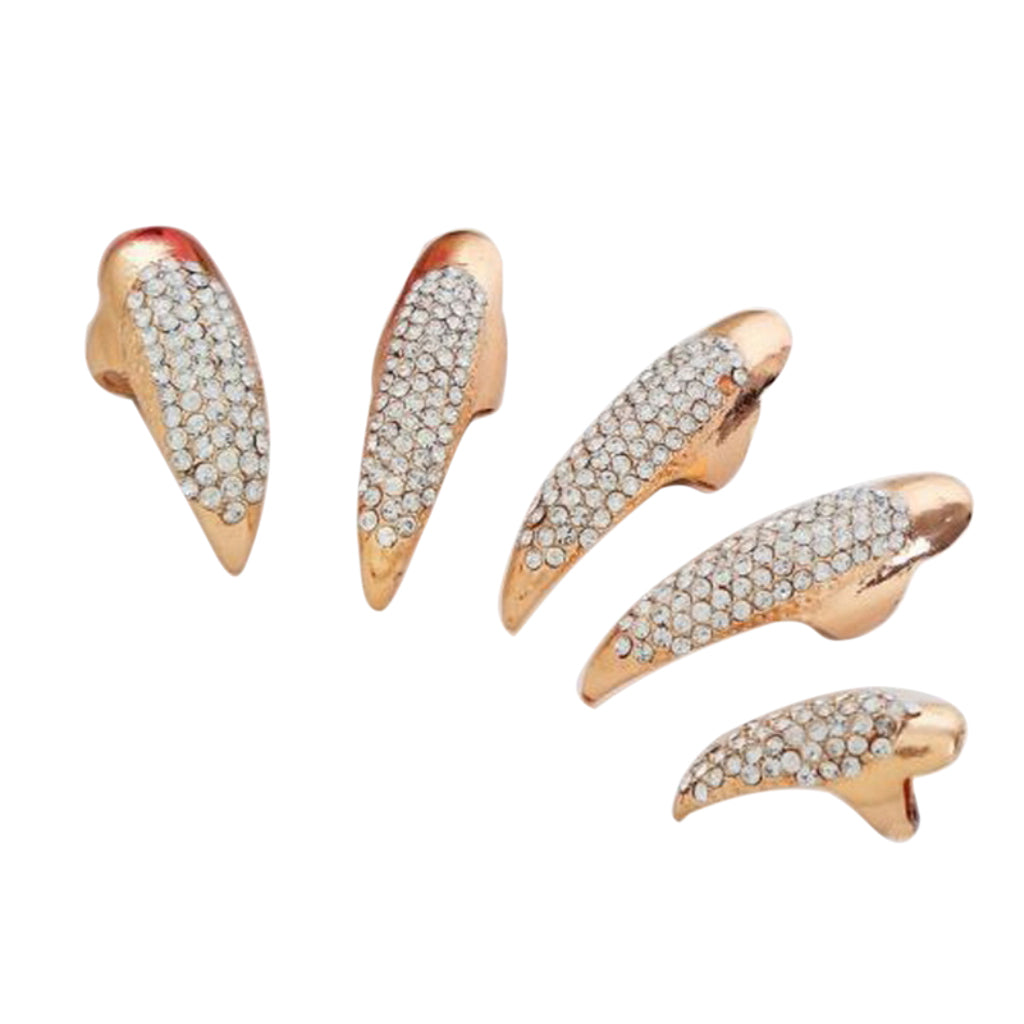 Fashion Eagle Claw Rings Crystal Jewelry Nail Art Decoration Party Golden