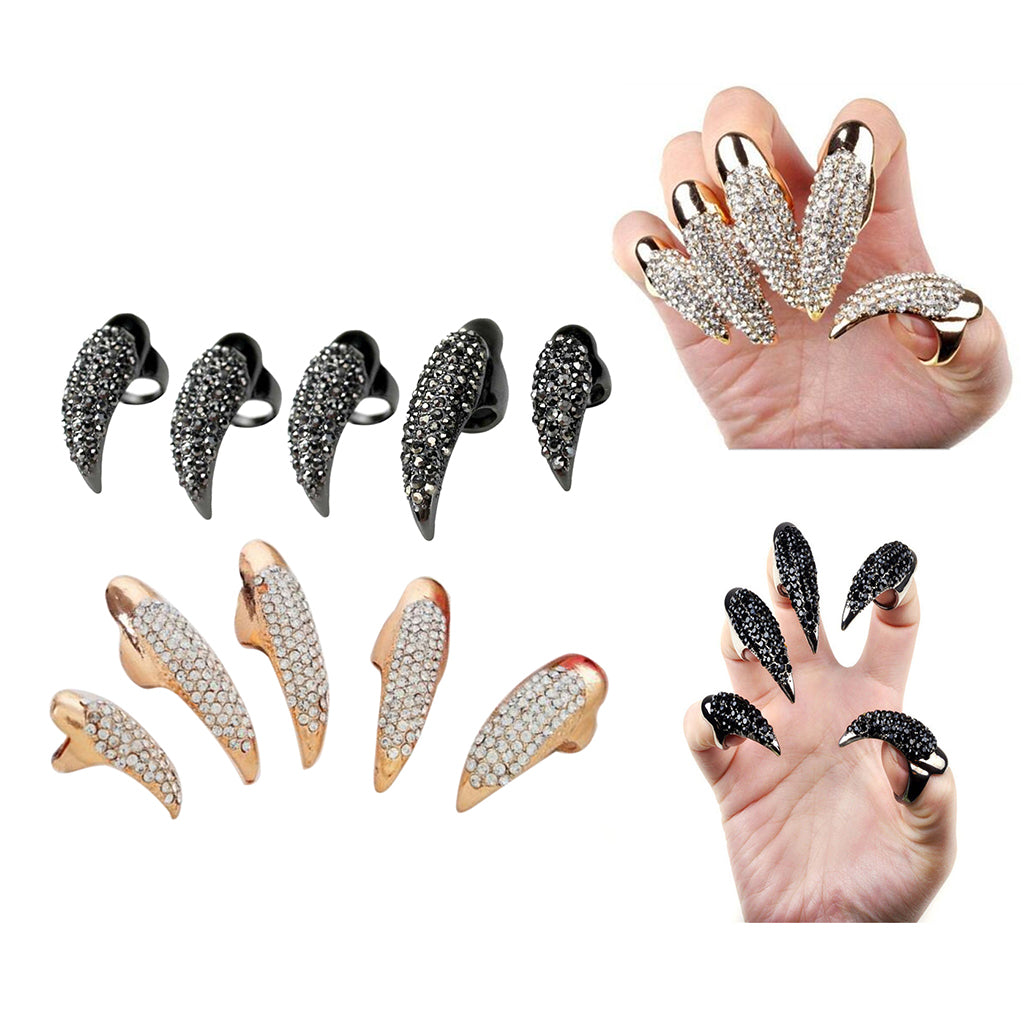 Fashion Eagle Claw Rings Crystal Jewelry Nail Art Decoration Party Golden