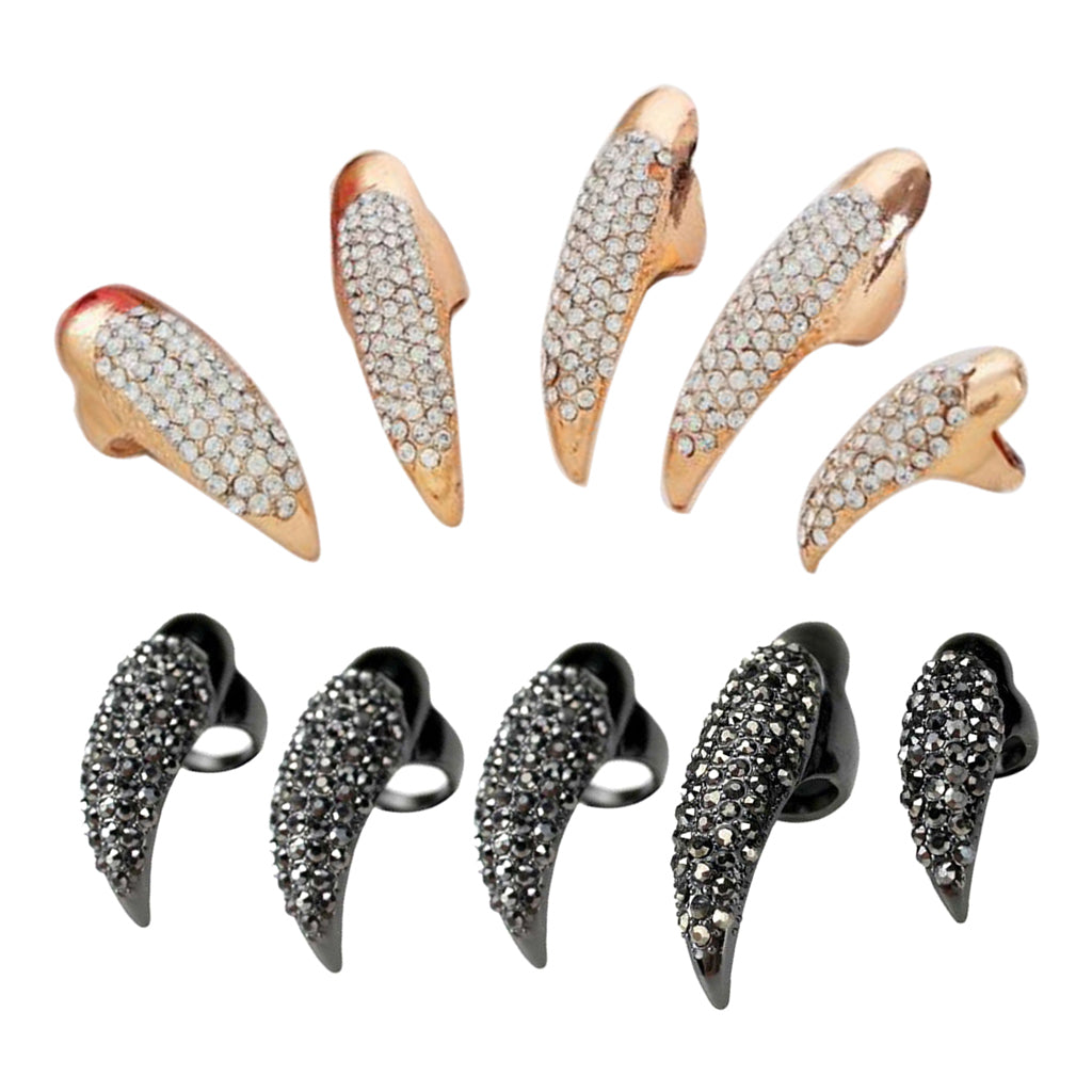 Fashion Eagle Claw Rings Crystal Jewelry Nail Art Decoration Party Golden