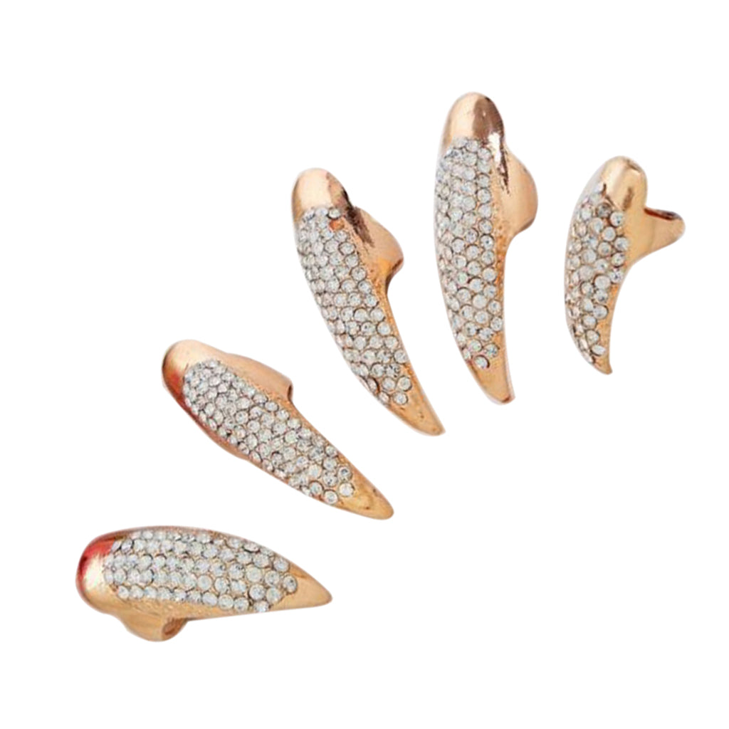 Fashion Eagle Claw Rings Crystal Jewelry Nail Art Decoration Party Golden