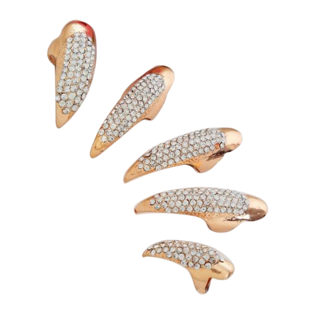 Fashion Eagle Claw Rings Crystal Jewelry Nail Art Decoration Party Golden