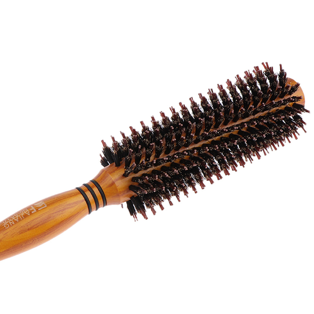 Round Anti-Static Wooden Barrel Hairbrush for Blow Drying Styling Curling Large