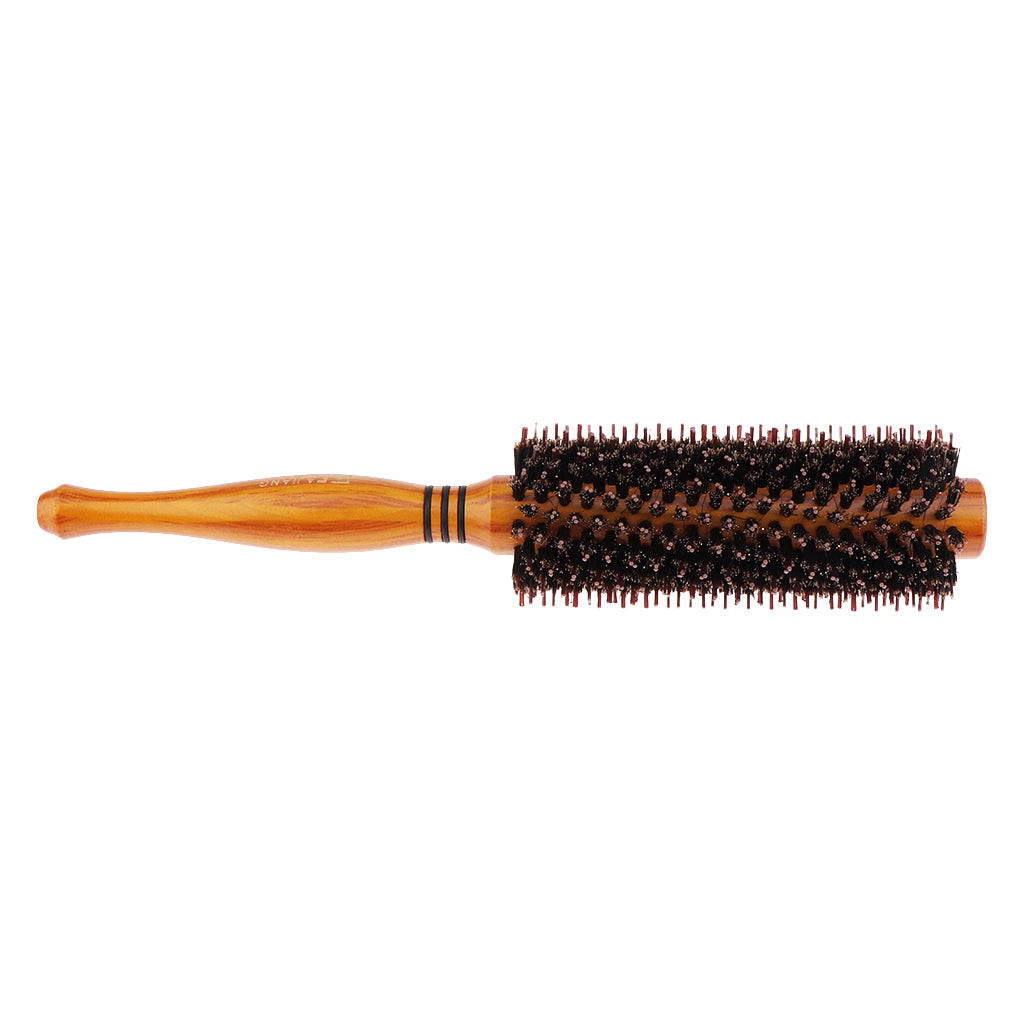 Round Anti-Static Wooden Barrel Hairbrush for Blow Drying Styling Curling Large