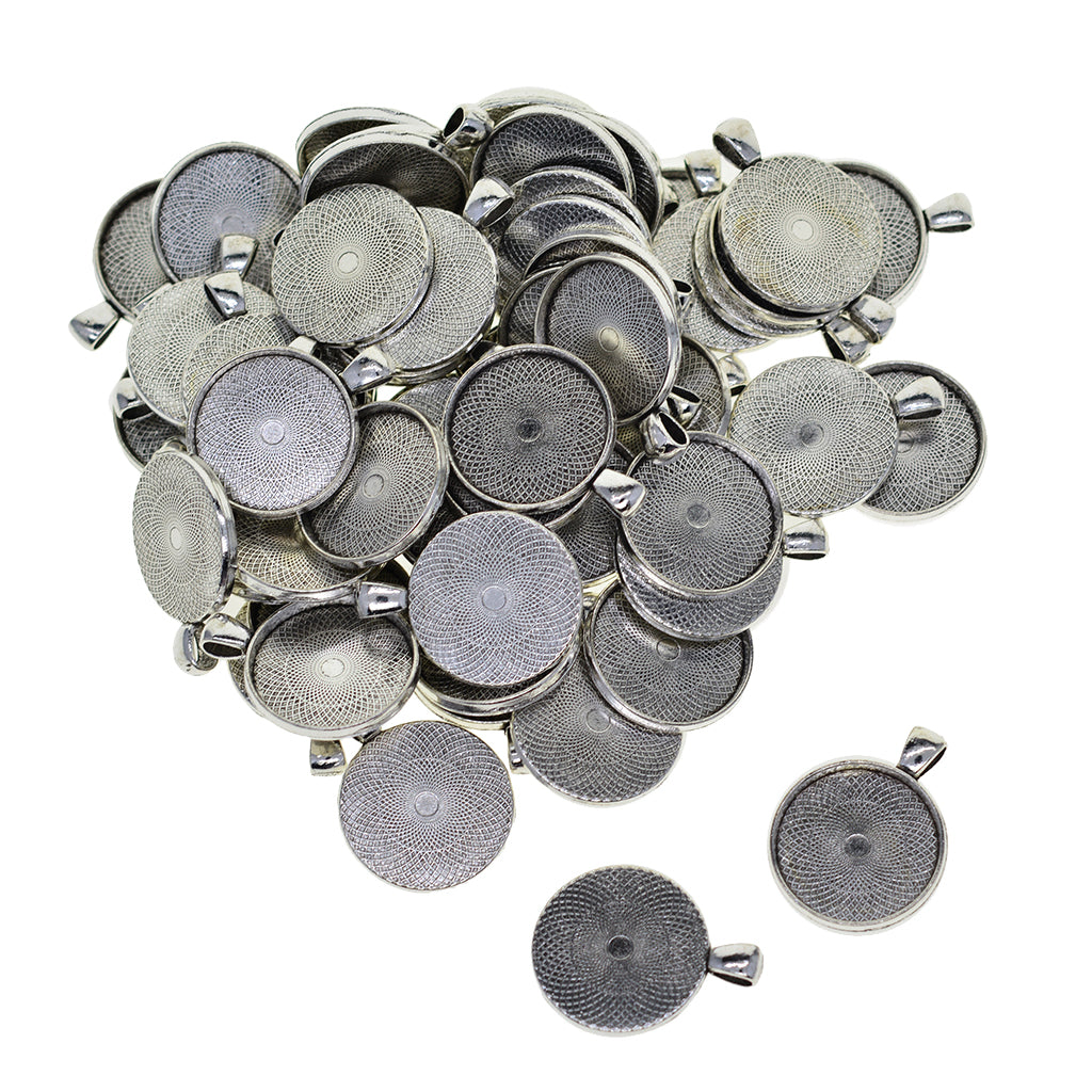 50pcs Blank Round Bezel Tray Base for Cabochon Pendant Tibetan Silver 30mm