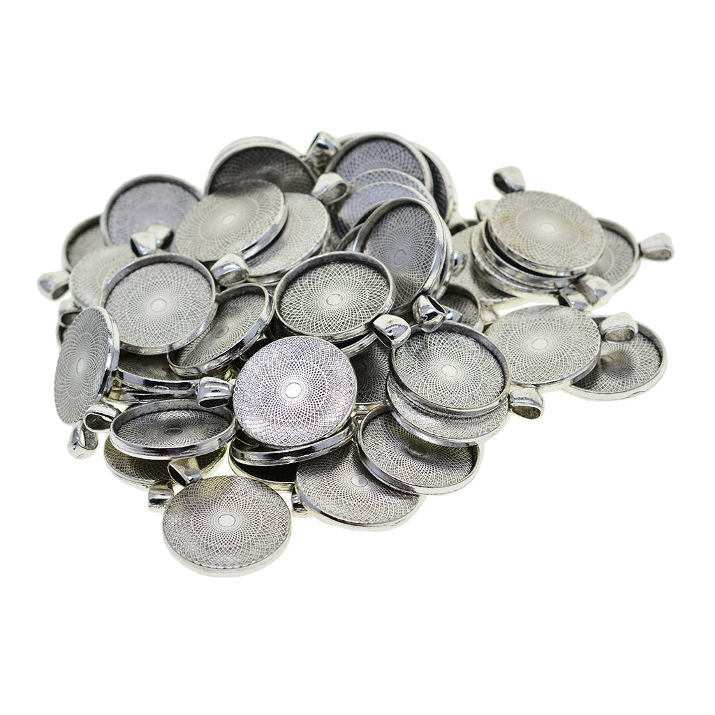 50pcs Blank Round Bezel Tray Base for Cabochon Pendant Tibetan Silver 30mm