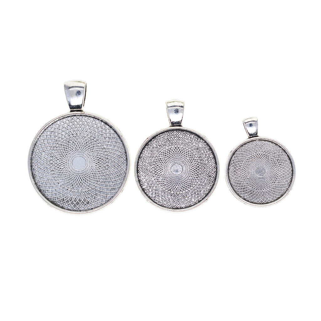 50pcs Blank Round Bezel Tray Base for Cabochon Pendant Tibetan Silver 30mm