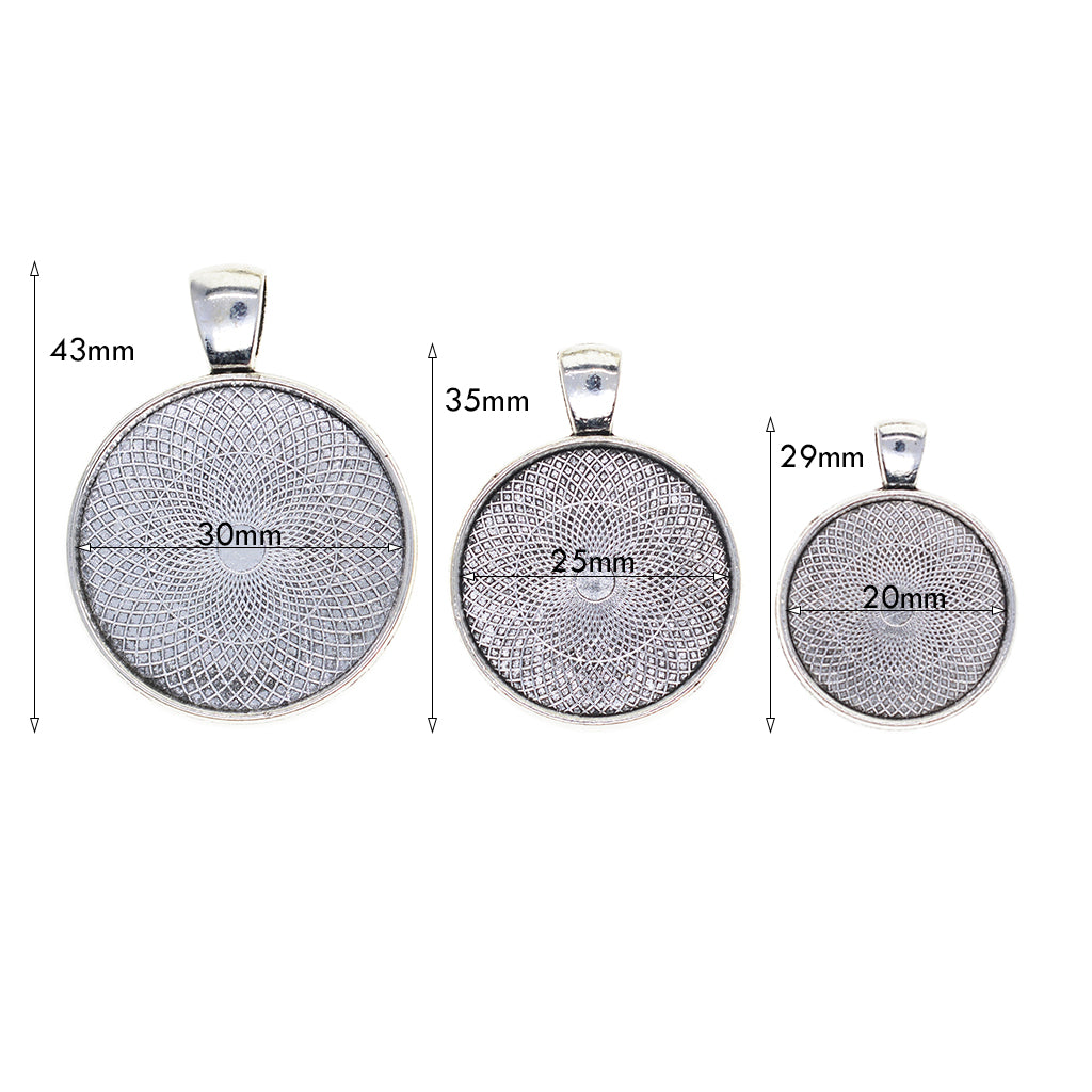 50pcs Blank Round Bezel Tray Base for Cabochon Pendant Tibetan Silver 30mm