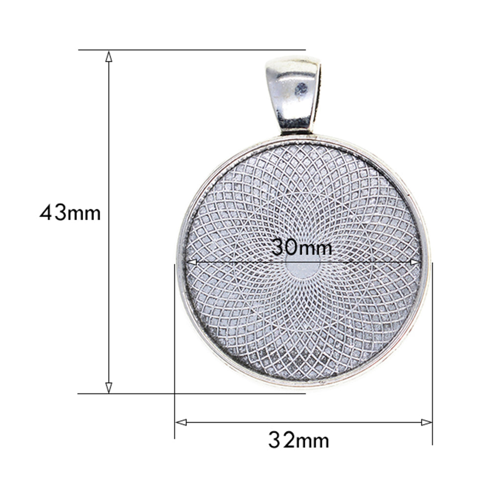 50pcs Blank Round Bezel Tray Base for Cabochon Pendant Tibetan Silver 30mm