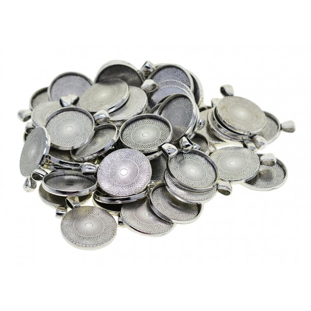 50pcs Blank Round Bezel Tray Base for Cabochon Pendant Tibetan Silver 30mm