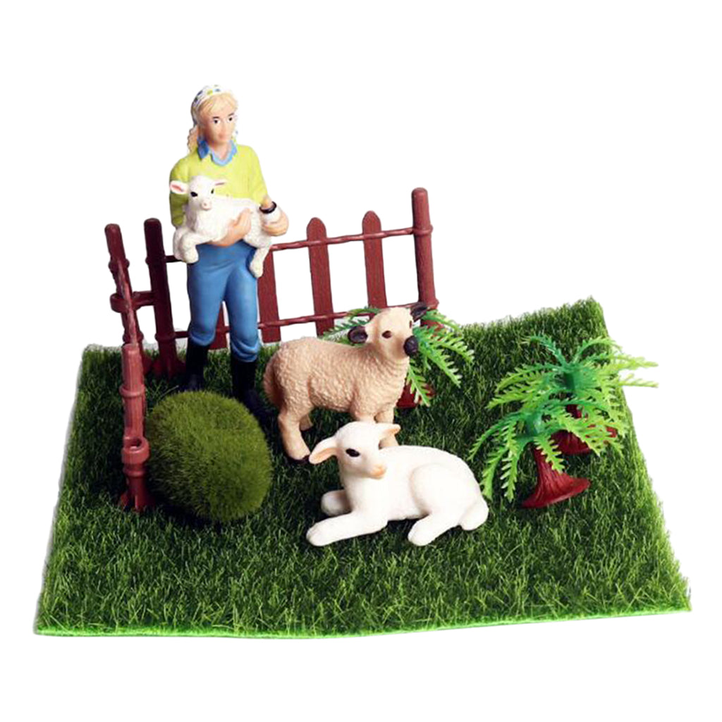Fairy Garden Miniature Farm Dollhouse Cute Sheep & Breeder Micro Landscape