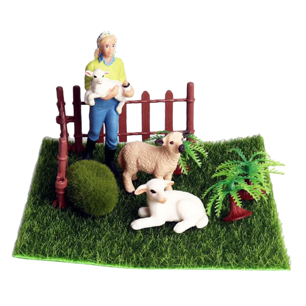 Fairy Garden Miniature Farm Dollhouse Cute Sheep & Breeder Micro Landscape