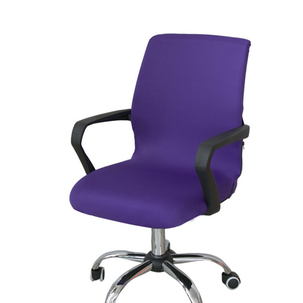 Home Office Elastic Swivel Chair Cover Resilient Slipcover Protector Purple