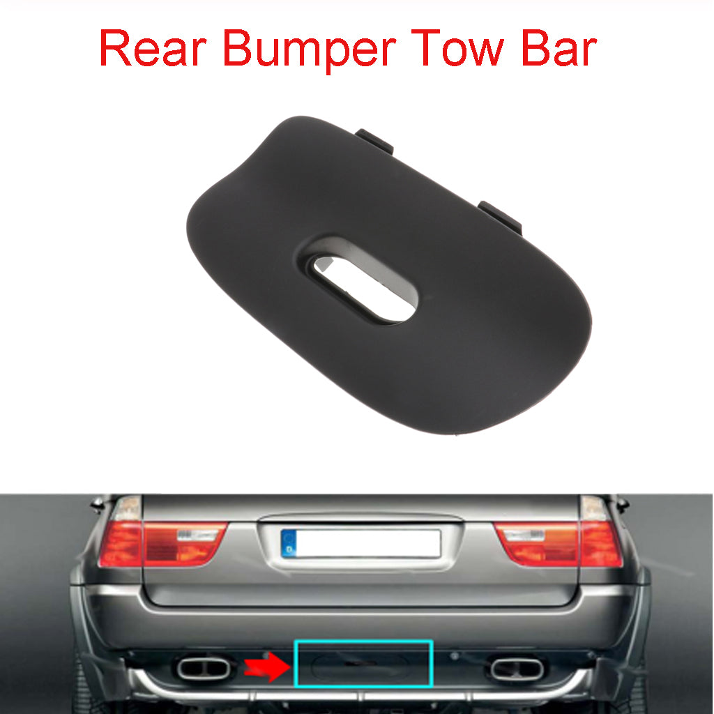 For BMW E53 X5 00-06 Black Rear Bumper Tow Bar Cover Trim Mount with Hole