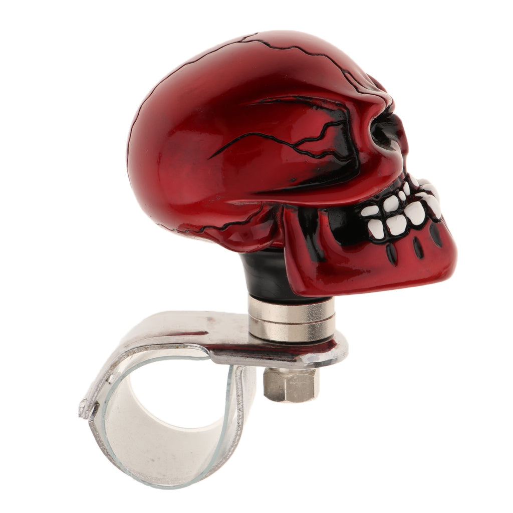 1PC Skull Head Car Steering Wheel Spinner Suicide Knob Handle Booster Red