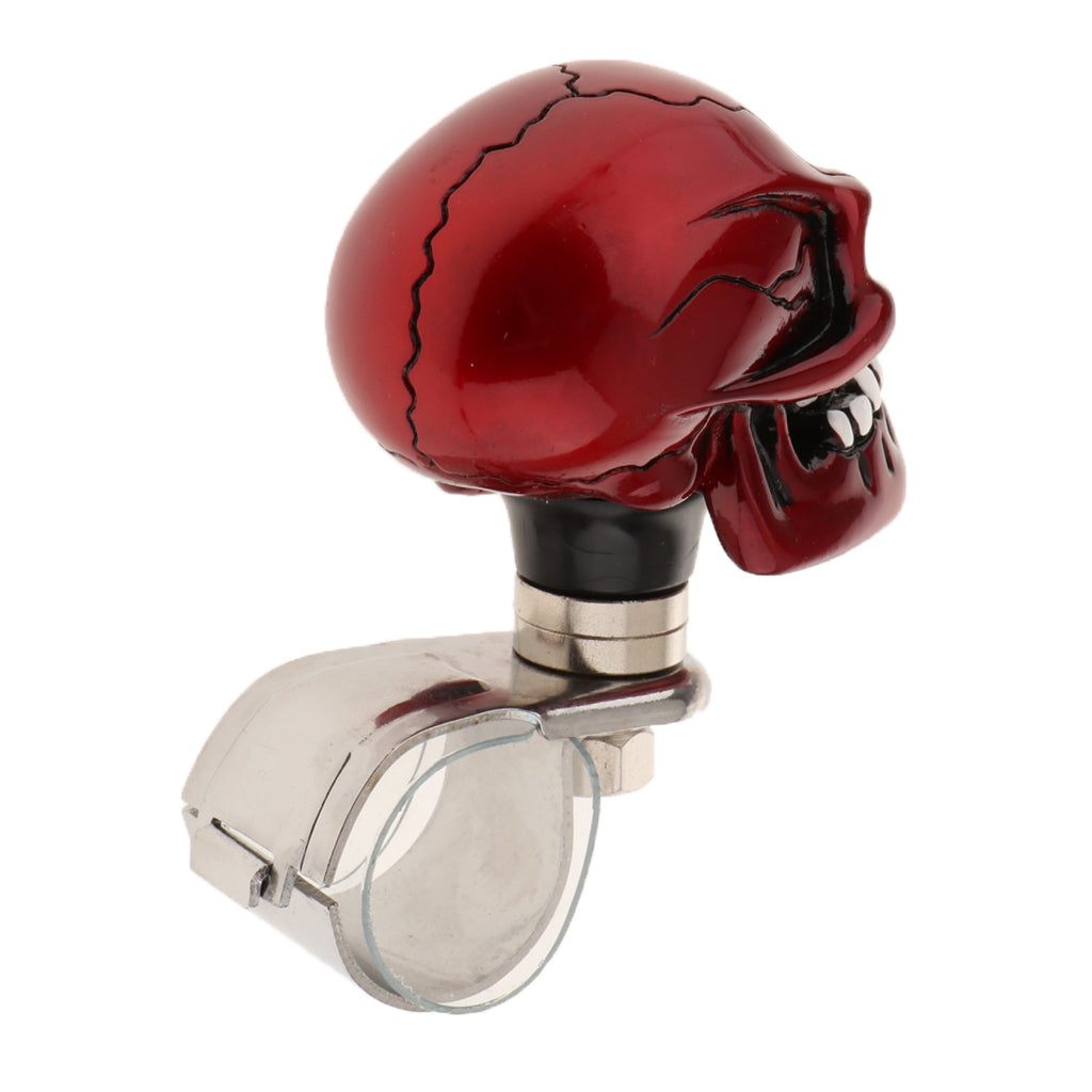 1PC Skull Head Car Steering Wheel Spinner Suicide Knob Handle Booster Red