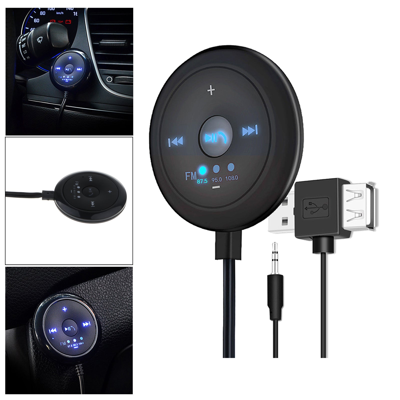 2 in 1 FM Bluetooth 5.0 Transmitter Receiver AUX Audio Adapter for Car TV