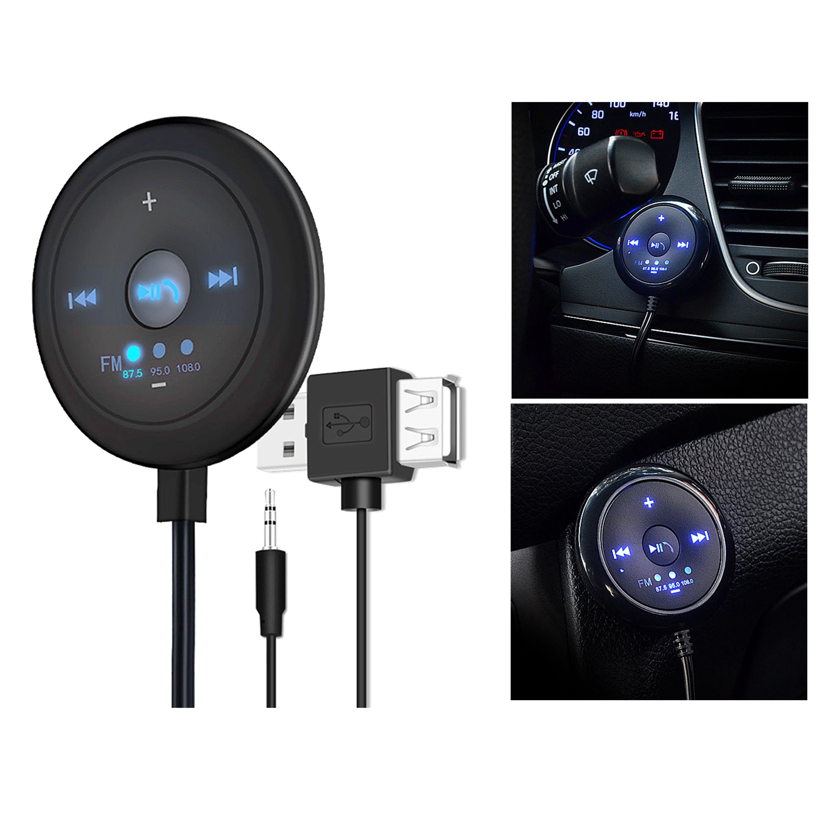 2 in 1 FM Bluetooth 5.0 Transmitter Receiver AUX Audio Adapter for Car TV