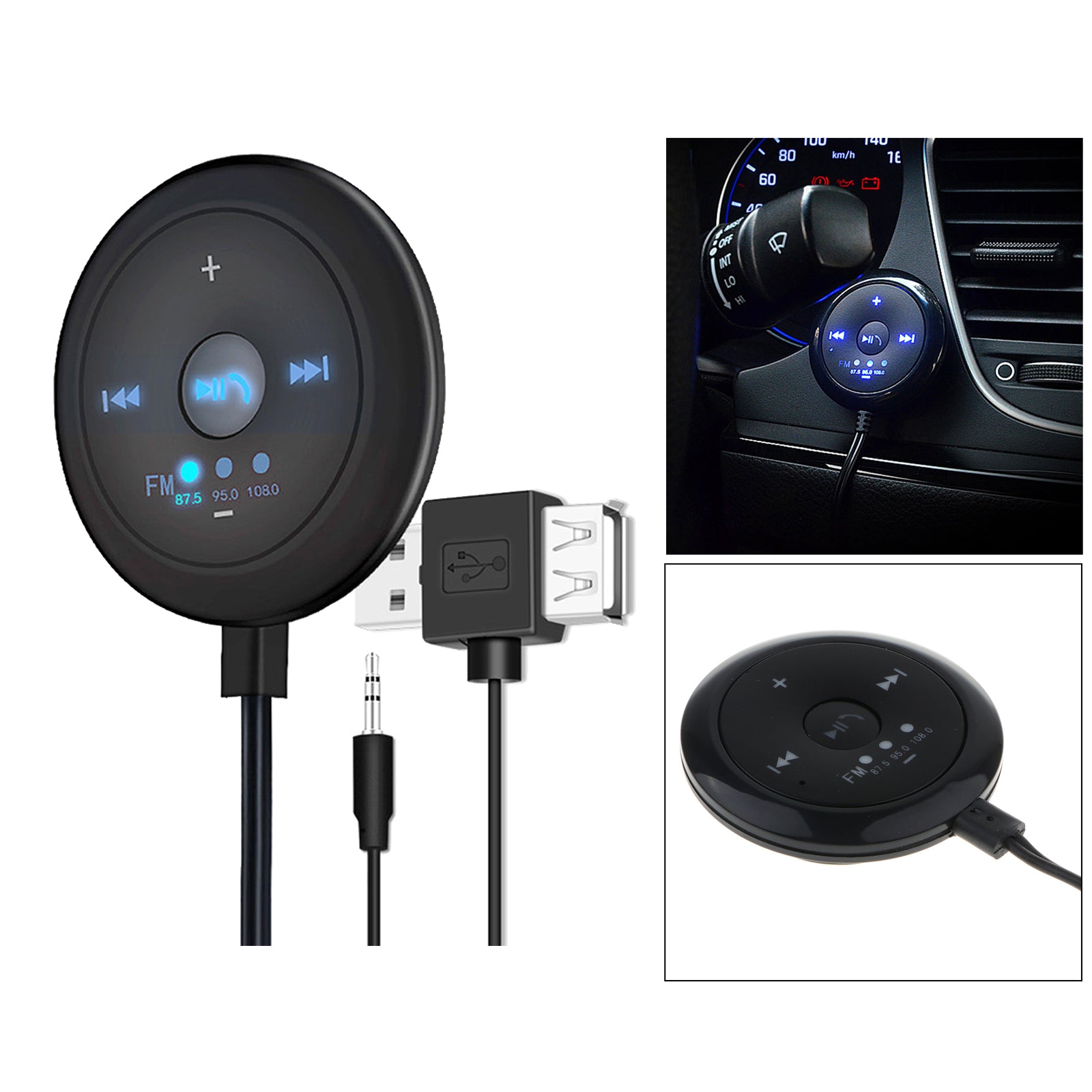 2 in 1 FM Bluetooth 5.0 Transmitter Receiver AUX Audio Adapter for Car TV