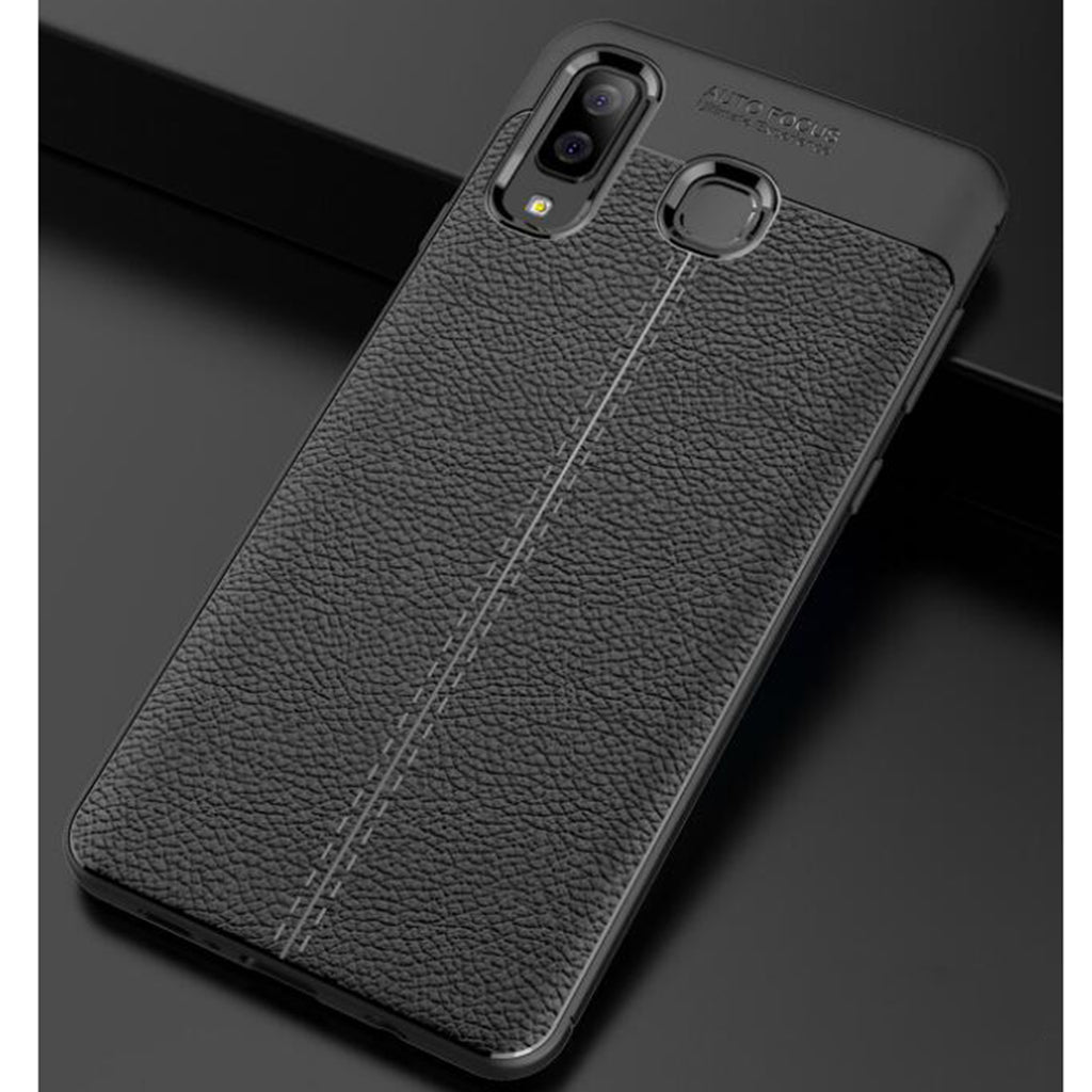 For Samsung Galaxy A8 Star, A9 Star Back Cover with Lichee Pattern Black
