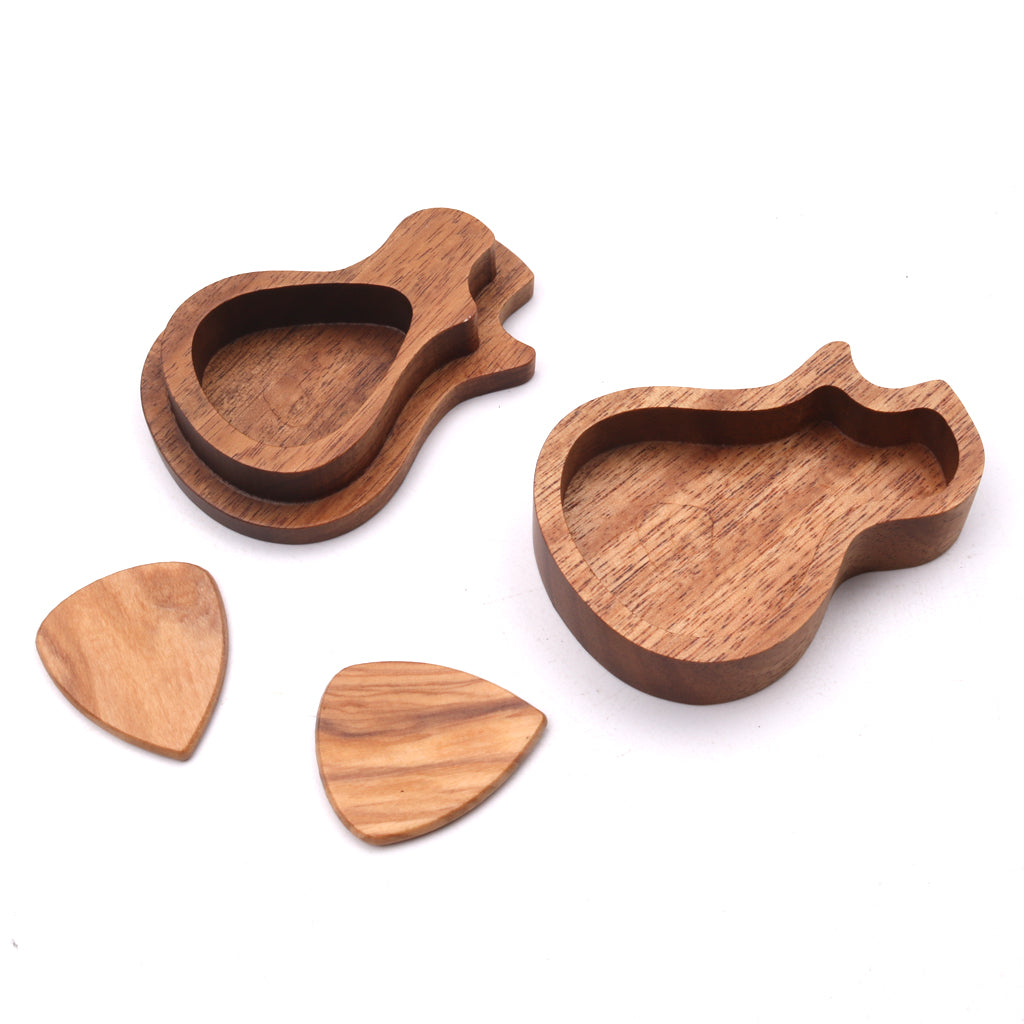 Wood Guitar Picks Plectrum+Pick Holder for Acoustic Electric Guitar Rosewood