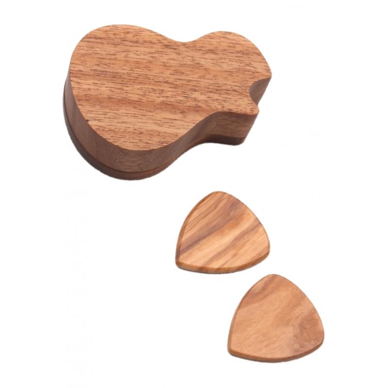 Wood Guitar Picks Plectrum+Pick Holder for Acoustic Electric Guitar Rosewood