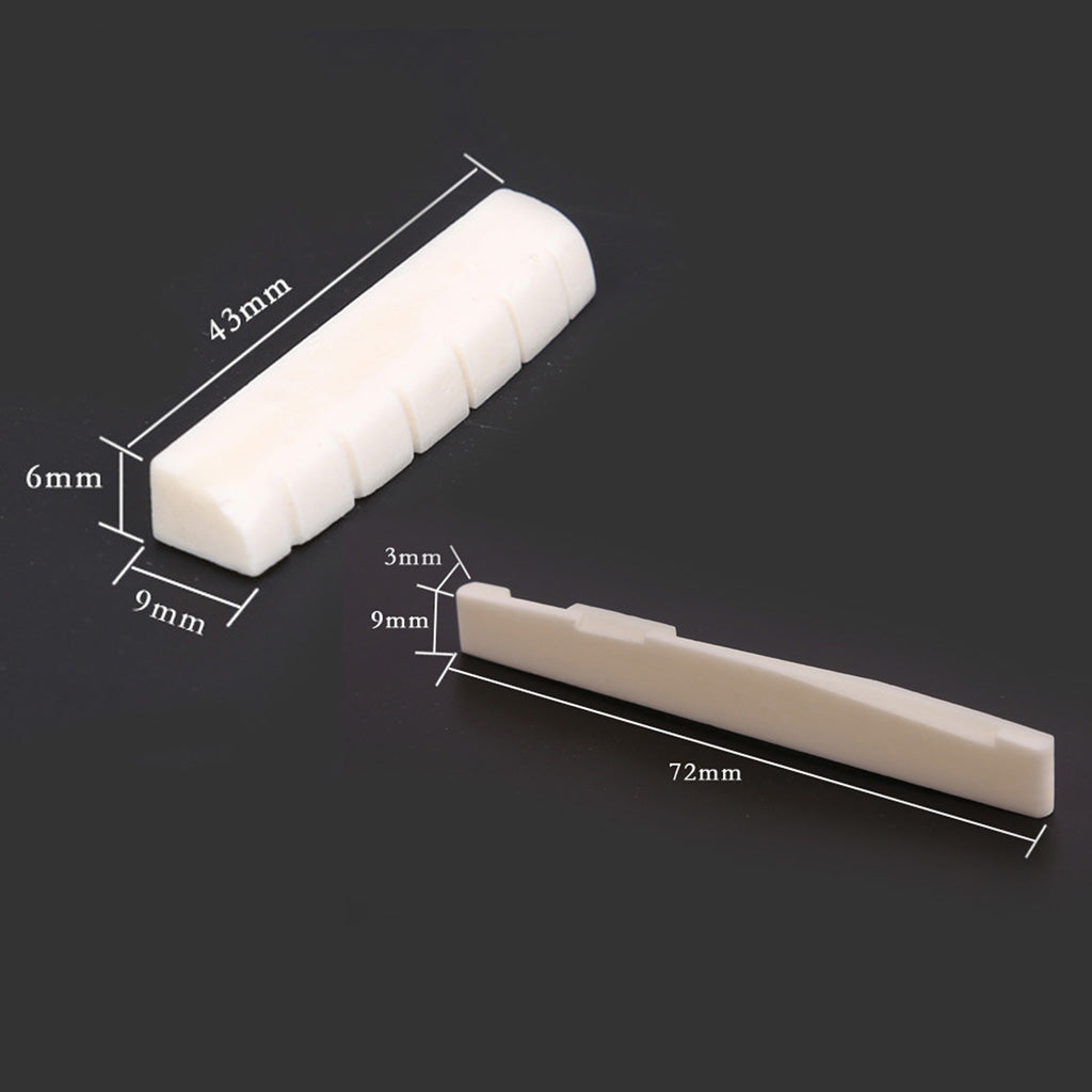 Cream 43mm Bone Nut and Bridge Saddle for Folk Guitar with Polishing Tool