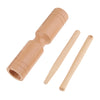 Wood Double Cylinder Tone Block with Mallet Kid Musical Toy Polished Surface