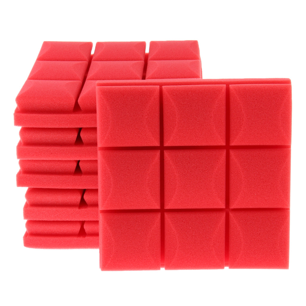 6pcs Acoustic Wedge Foam Sound Absorption Panels for Audio Equipment Red