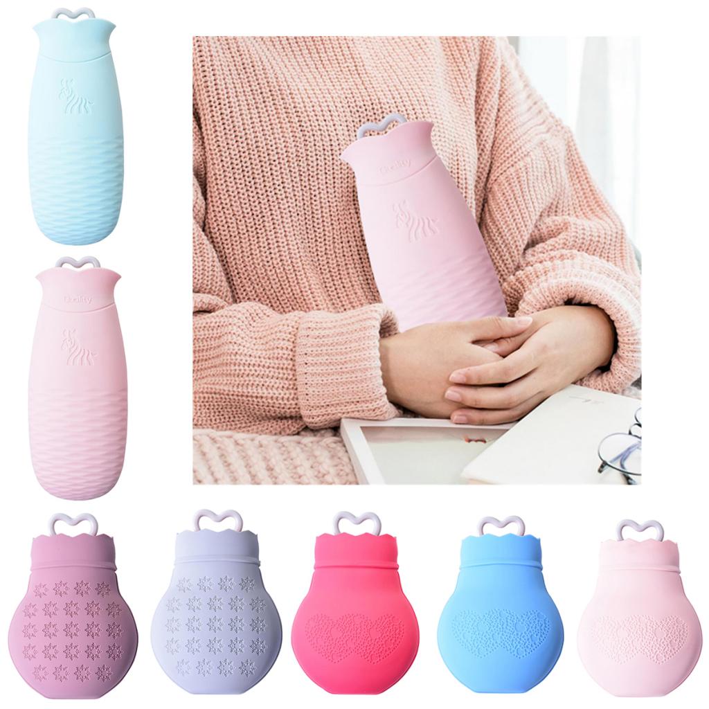 Silicone Hot Water Bottle Winter Warm Relaxing Heat Cold Therapy Red 01