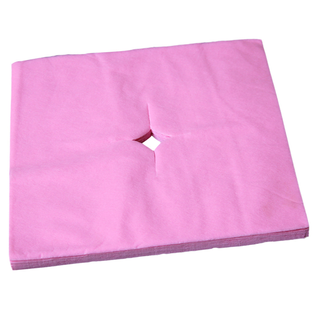 100 Pcs Disposable Non Woven Face Rest Cradle Covers With Cross Cut Pink