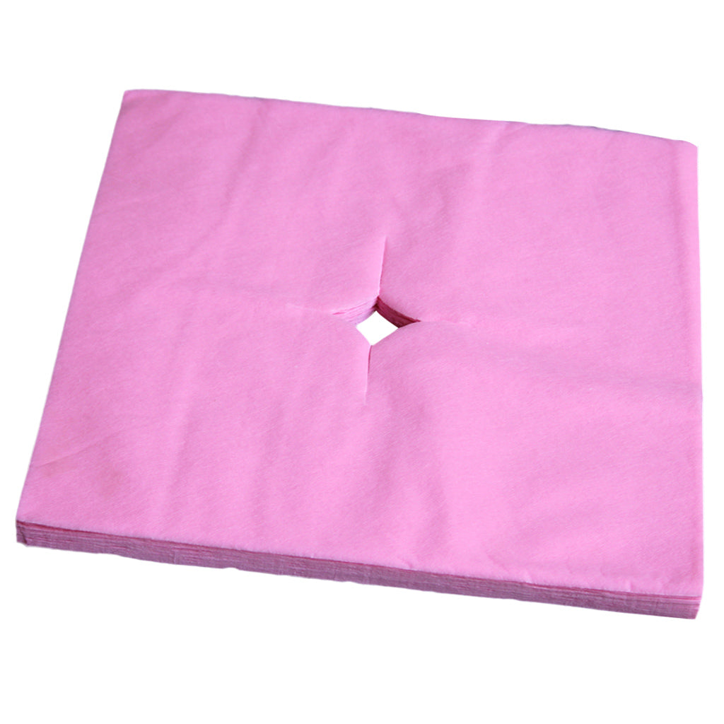 100 Pcs Disposable Non Woven Face Rest Cradle Covers With Cross Cut Pink