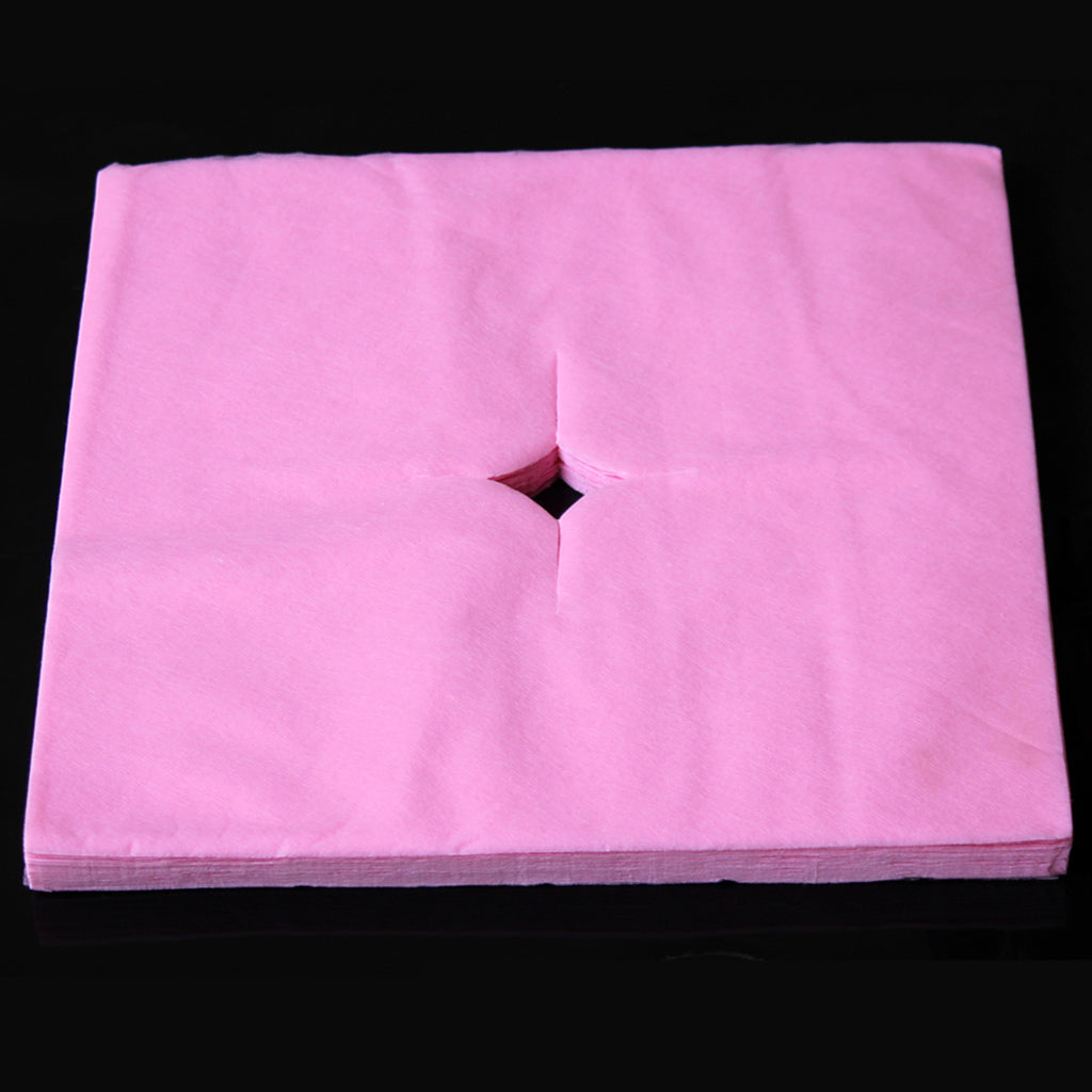 100 Pcs Disposable Non Woven Face Rest Cradle Covers With Cross Cut Pink