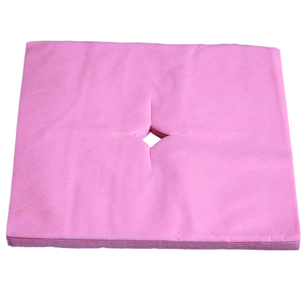 100 Pcs Disposable Non Woven Face Rest Cradle Covers With Cross Cut Pink